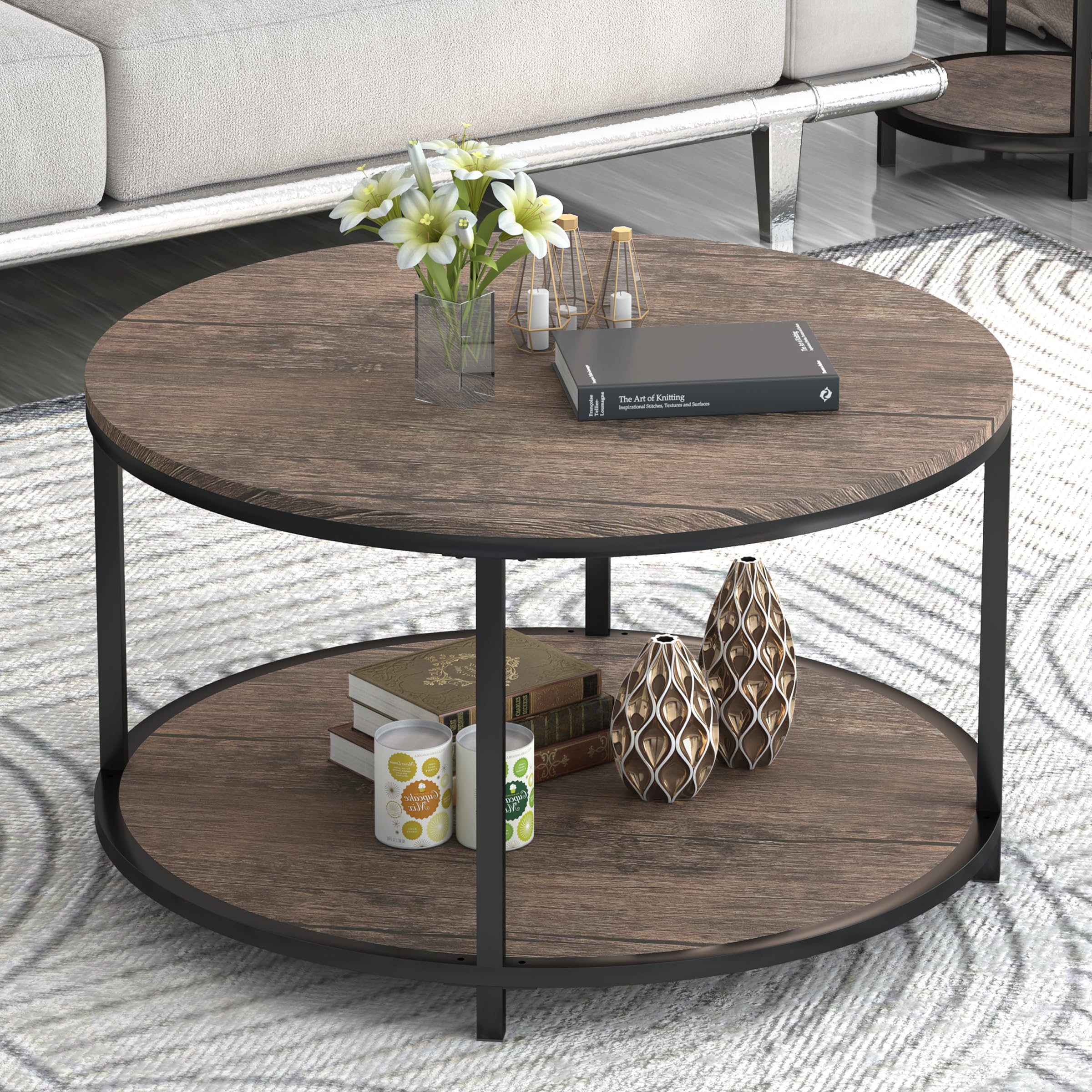 Amazon.co.jp: NSdirect ラウンドコーヒーテーブル 27.5インチ